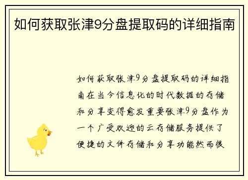 如何获取张津9分盘提取码的详细指南